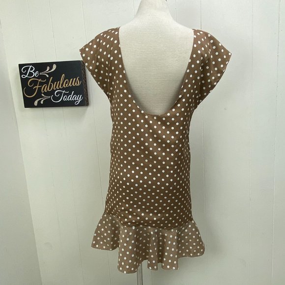 Vintage Taupe & White Polka Dot Sack Dress - Picture 12 of 12